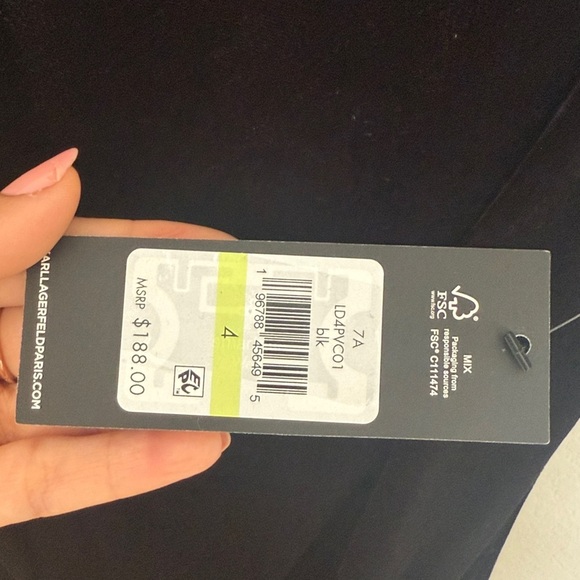 🖤 KARL LAGERFELD PARIS Elegant Black Puff Sleeve Dress - Picture 14 of 16